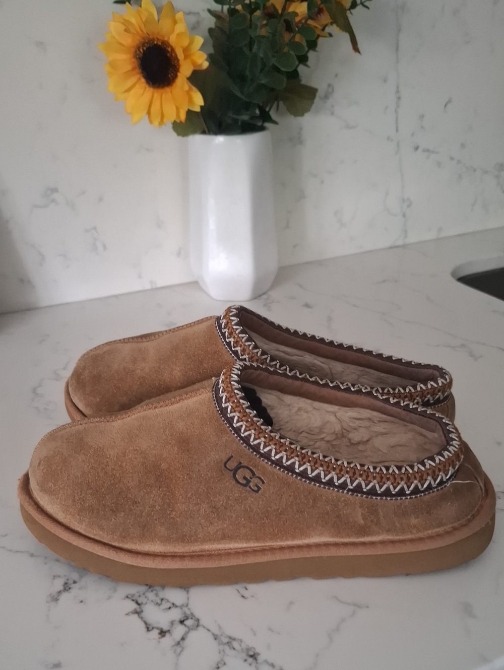 UGG Tasman Womens Chestnut Suede Slippers